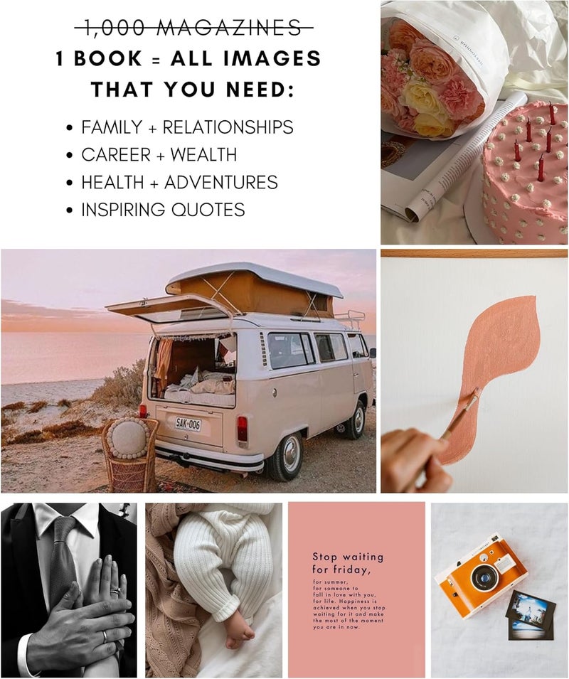 Lamare Vision Board Book - 1000+ Aesthetic Vision Board Images & Motivational Quotes, Vision Board Supplies, Vision Board Kit, Collage Book for Manifestation, Self Care & Goal Setting - Image 5